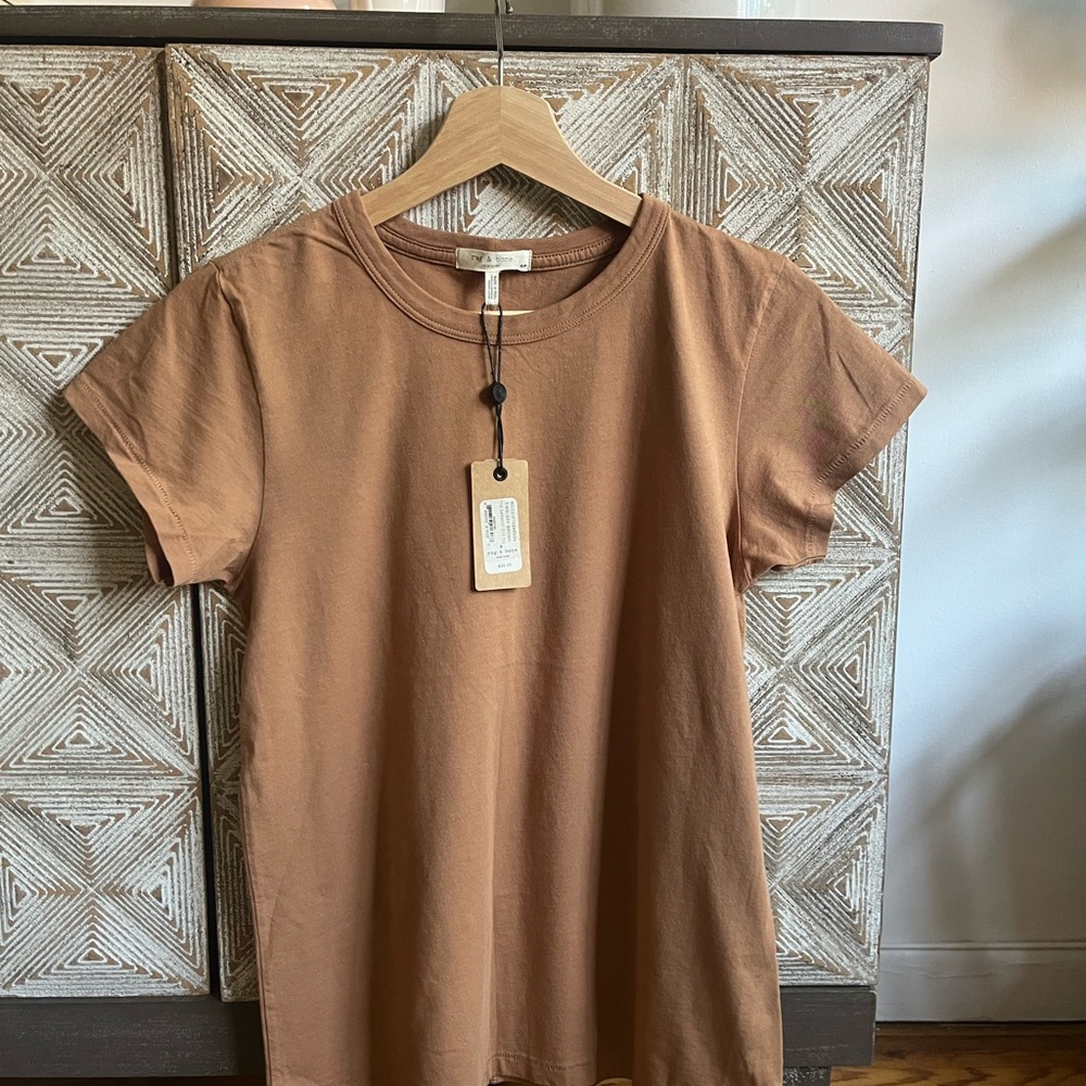 rag & bone Short Sleeve Crewneck Tee in Cinnamon Brown